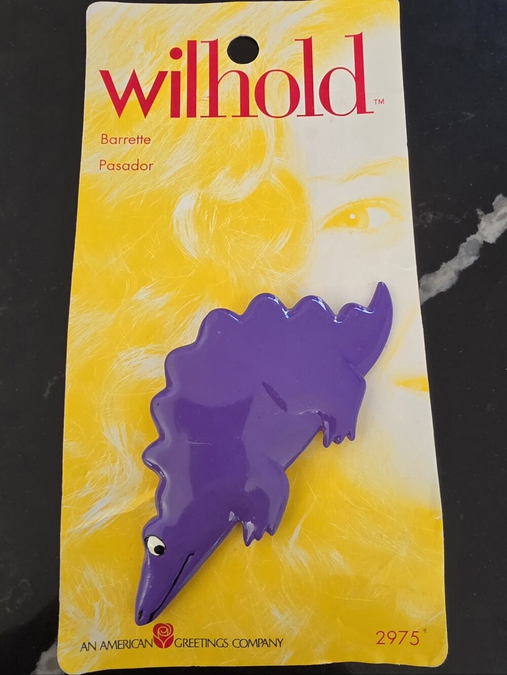 Vintage Wilhold Purple Dinosaur Barrette NOS Original Card 1980s 1990s Retro
